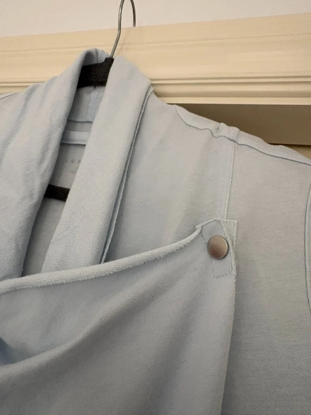 Lunya The Robe Organic Pima Cotton Bone Blue Size XS/S Pockets Belt